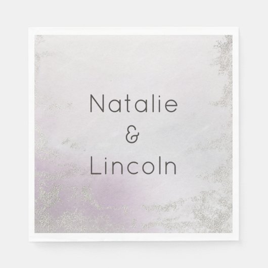 Serviette En Papier Dîner Monogram Mariage Ombre Lavender Purple Luxe (Devant)