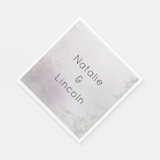 Serviette En Papier Dîner Monogram Mariage Ombre Lavender Purple Luxe (Coin)