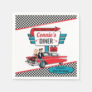 Serviette En Papier Dîner Rétro des Années 50 - Voiture Vintage - Anni