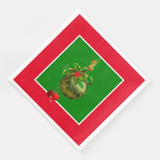 Serviette En Papier Dîner Rouge Et Vert Papier De Noël (Coin)