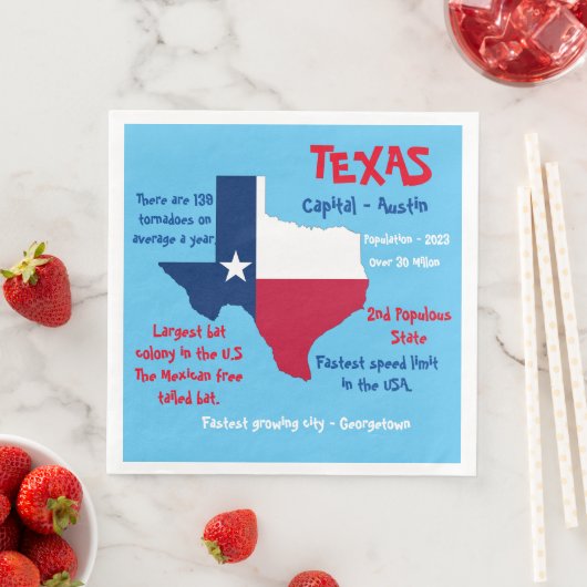 Serviette En Papier Dîner Texas Party Napkins Faits Extraordinaires (En situation)