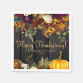 Serviette En Papier Dîner Thanksgiving boiserie automne rustique (Devant)