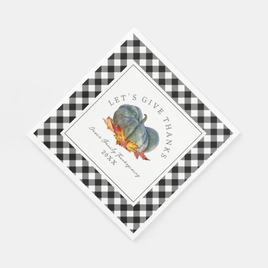 Serviette En Papier Dîner Thanksgiving Buffalo Plaid Gourd Citrouille (Coin)