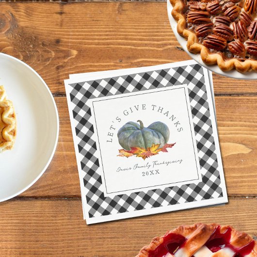 Serviette En Papier Dîner Thanksgiving Buffalo Plaid Gourd Citrouille