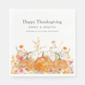 Serviette En Papier Dîner Thanksgiving Citrouille Fleur sauvage modern (Devant)