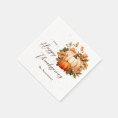 Serviette En Papier Dîner Thanksgiving Citrouille Floral Script Rustiq (Coin)