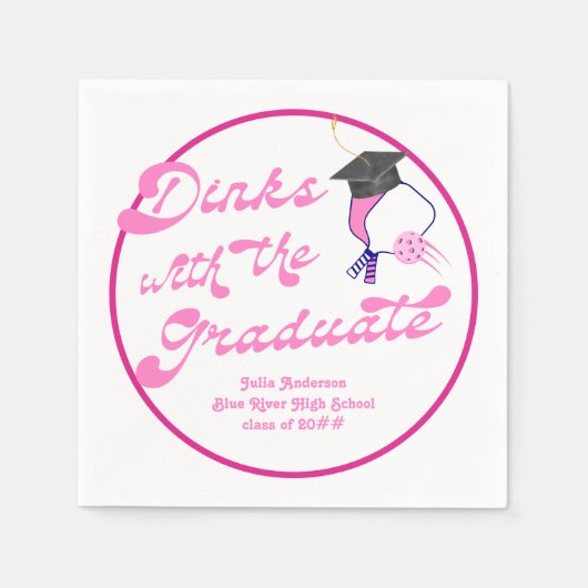 Serviette En Papier Dink avec Graduate Pink Pickleball Graduation (Devant)