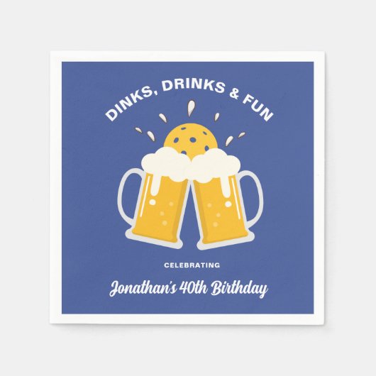 Serviette En Papier Dinks & Boissons Beer Mugs Pickleball fête d'anniv (Devant)