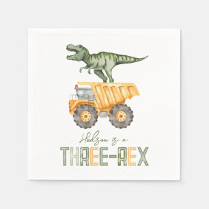 Serviette En Papier Dino Construction Trois Rex Napkins