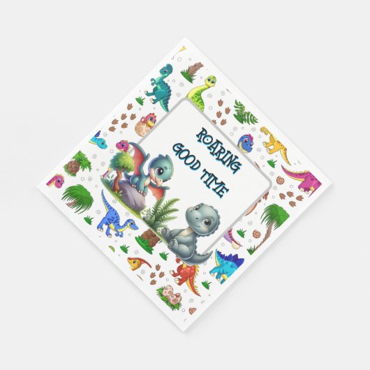 Serviette En Papier Dino Happy Birthday Paper (Coin)