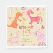 Serviette En Papier Dino-mite dino rose fête d'anniversaire (Devant)