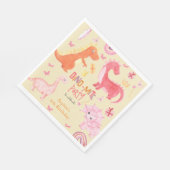 Serviette En Papier Dino-mite dino rose fête d'anniversaire (Coin)
