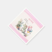Serviette En Papier Dino Party Watercolor Girl rose Anniversaire (Coin)