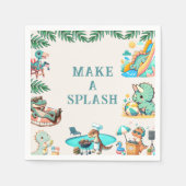 Serviette En Papier Dino Pool Party Anniversaire Invitation (Devant)