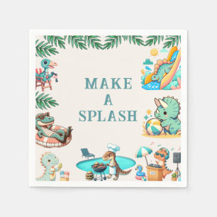 Serviette En Papier Dino Pool Party Anniversaire Invitation