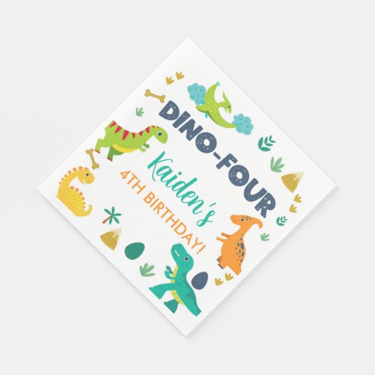Serviette En Papier Dino Quatre dinosaures garçon tasses de papier d'a (Coin)