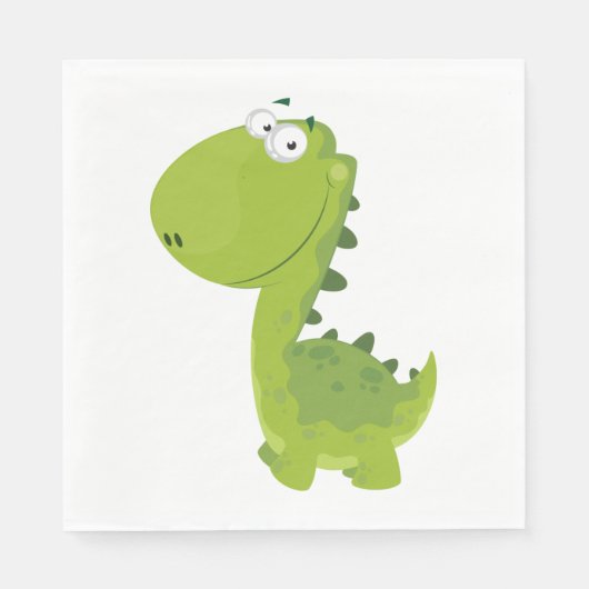 Serviette En Papier Dino vert souriant (Devant)