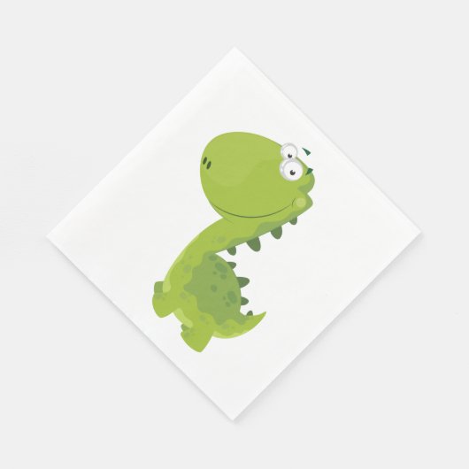 Serviette En Papier Dino vert souriant (Coin)