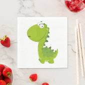 Serviette En Papier Dino vert souriant