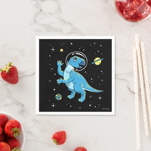 Serviette En Papier Dinos Rhabdodon Bleu Dans L'Espace (En situation)
