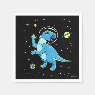 Serviette En Papier Dinos Rhabdodon Bleu Dans L'Espace