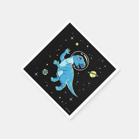Serviette En Papier Dinos Rhabdodon Bleu Dans L'Espace (Coin)
