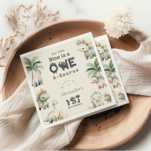 Serviette En Papier Dinosaur 1er anniversaire fête
