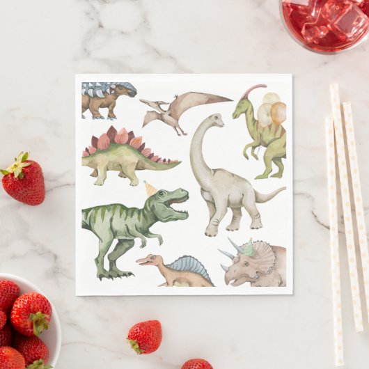 Serviette En Papier Dinosaur Anniversaire des serviettes (En situation)