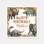 Serviette En Papier Dinosaur Anniversaire Document de fête (Devant)