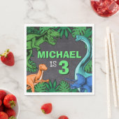 Serviette En Papier Dinosaur Anniversaire Fête Dino Trex Garçon préhis (En situation)