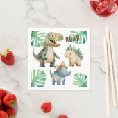 Serviette En Papier Dinosaur Anniversaire Papier Aquarelle Napkin (En situation)