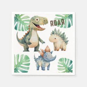 Serviette En Papier Dinosaur Anniversaire Papier Aquarelle Napkin