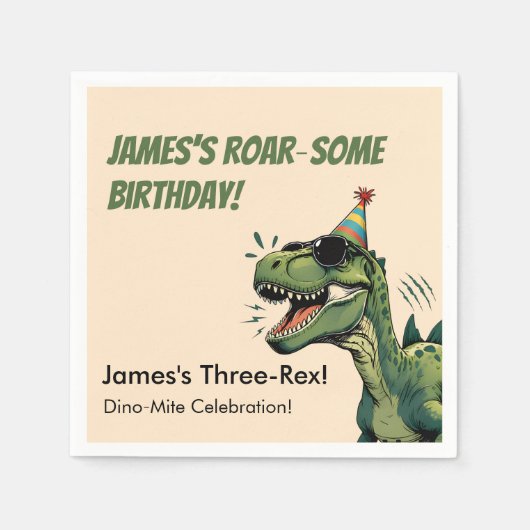 Serviette En Papier Dinosaur Anniversaire Papier Napkin Enfants Party (Devant)