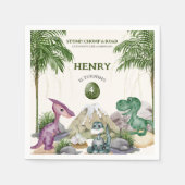 Serviette En Papier Dinosaur Anniversaire T-rex Aquarelle (Devant)