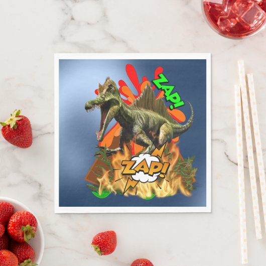 Serviette En Papier Dinosaur art comique volcan zap animal préhistoriq (En situation)