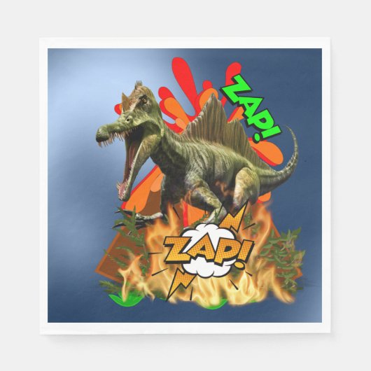 Serviette En Papier Dinosaur art comique volcan zap animal préhistoriq (Devant)