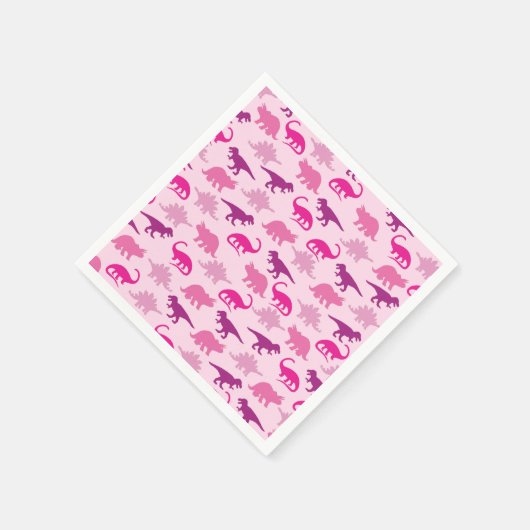 Serviette En Papier Dinosaur Baby shower Dino Rose Girl (Coin)