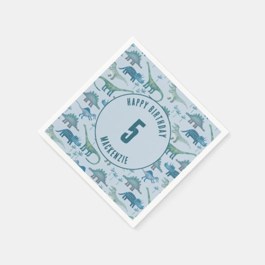 Serviette En Papier Dinosaur Boy Anniversaire de enfant Party Blue (Coin)