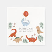 Serviette En Papier Dinosaur Boys Premier 1er anniversaire (Devant)