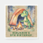 Serviette En Papier Dinosaur Campout fête d'anniversaire (Devant)