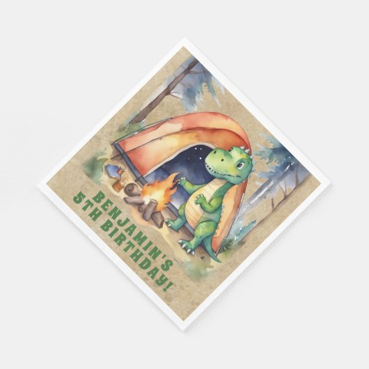 Serviette En Papier Dinosaur Campout fête d'anniversaire (Coin)