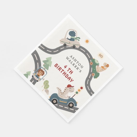 Serviette En Papier Dinosaur conducteur Animaux de fête Anniversaire d (Coin)