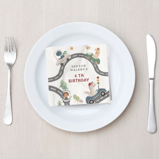 Serviette En Papier Dinosaur conducteur Animaux de fête Anniversaire d