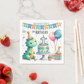 Serviette En Papier Dinosaur Dino 1ère fête d'anniversaire (En situation)