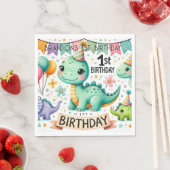 Serviette En Papier Dinosaur Dino 1ère fête d'anniversaire (En situation)