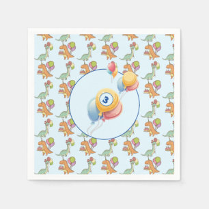 Serviette En Papier Dinosaur dino fête anniversaire de enfant bleu drô