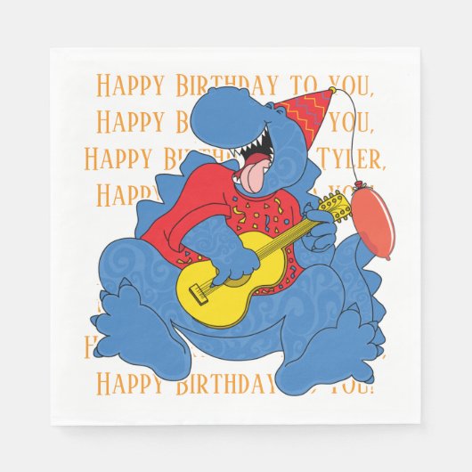 Serviette En Papier Dinosaur fête d'anniversaire (Devant)