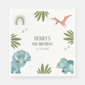 Serviette En Papier Dinosaur fête d'anniversaire (Devant)