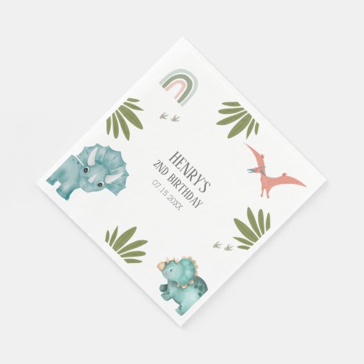 Serviette En Papier Dinosaur fête d'anniversaire (Coin)