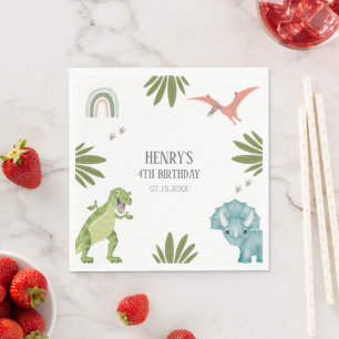 Serviette En Papier Dinosaur fête d'anniversaire